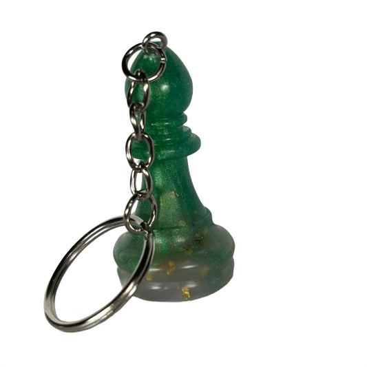 Emerald Green Bishop Handmade Resin Keychain - One of a Kind Design