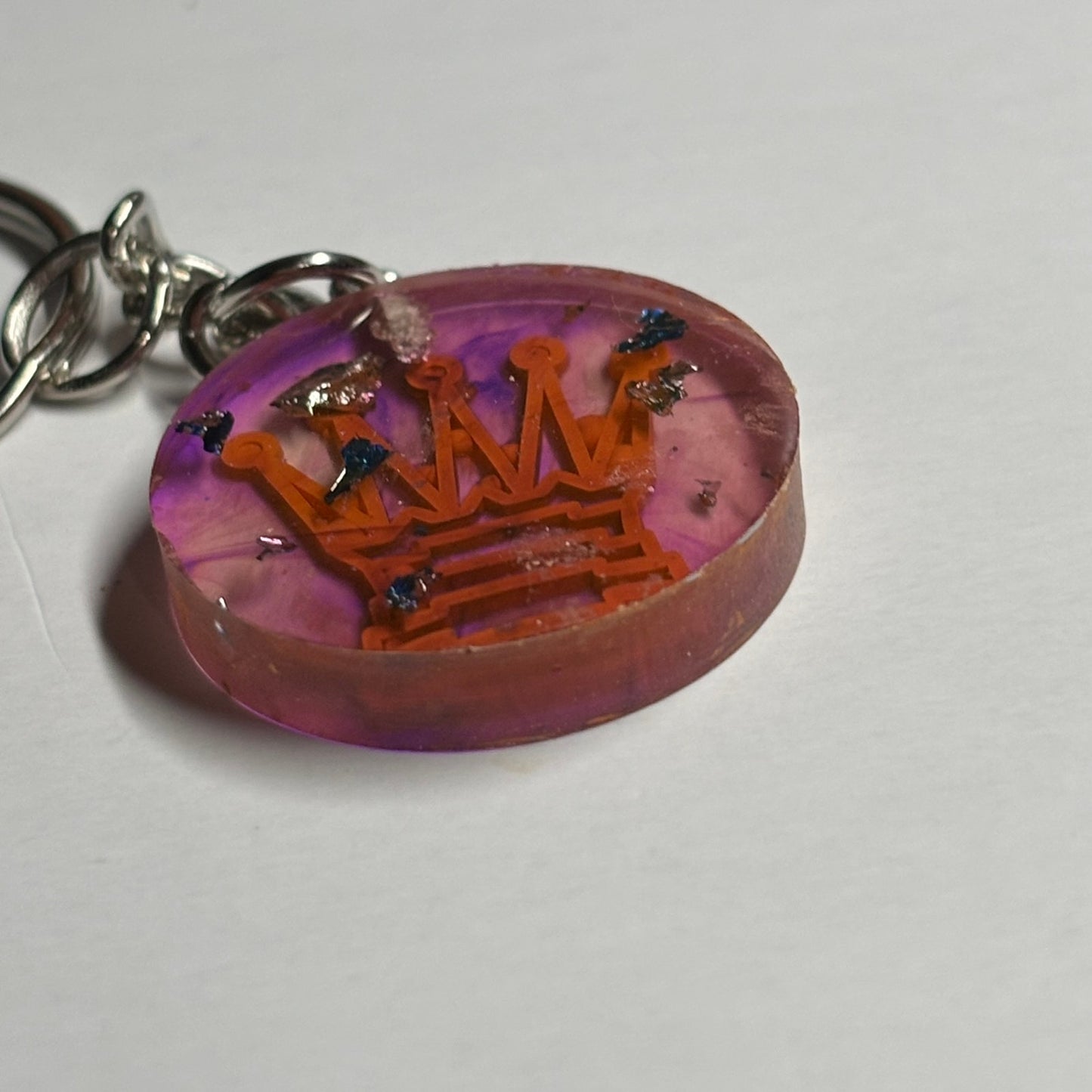 Orange Purple Translucent Handmade Resin Keychain - Flat Edition