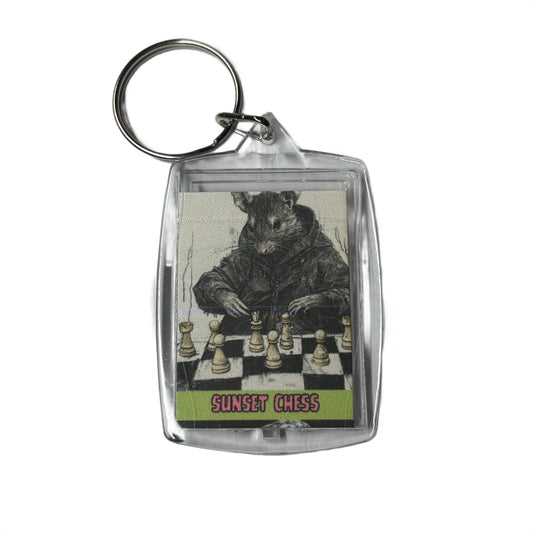 Mouse Attack - Sunset Chess Photo Keychain