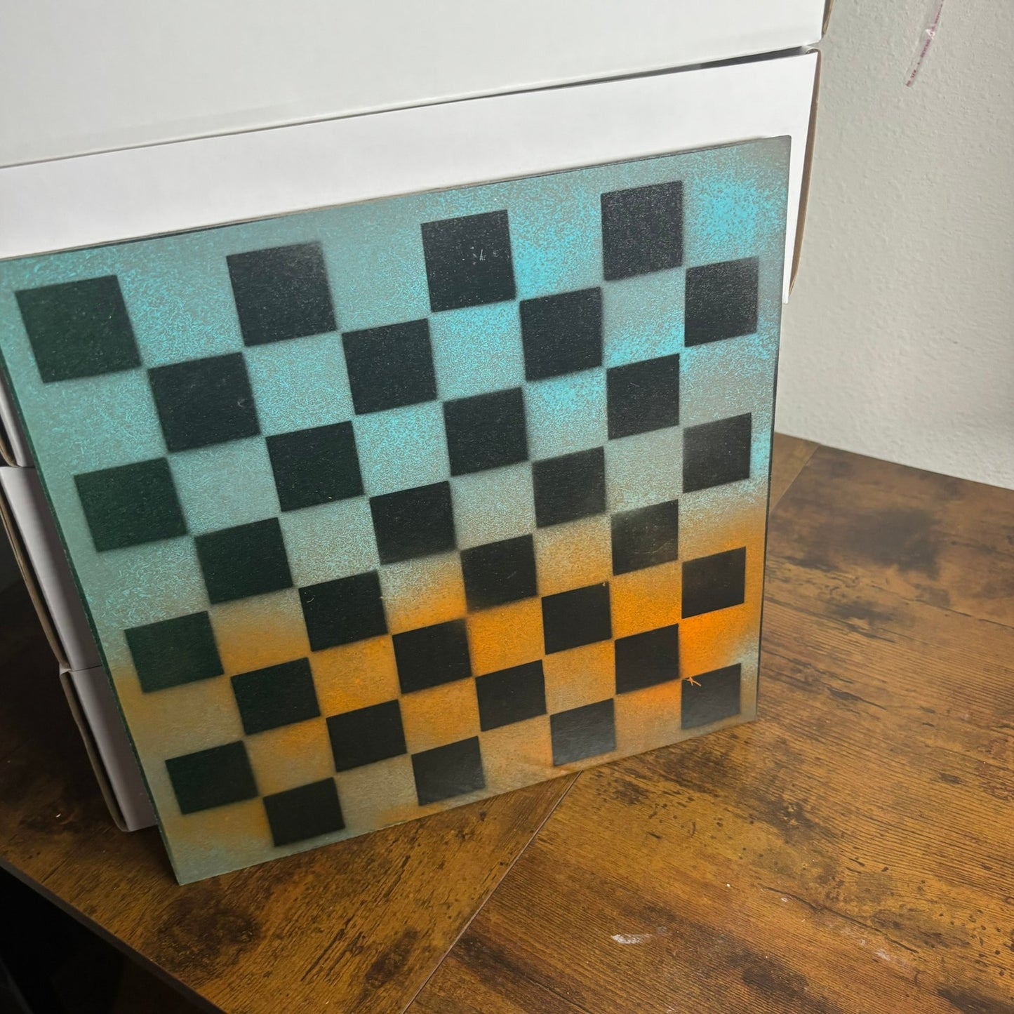 Blue & Orange - Painted Chess Board