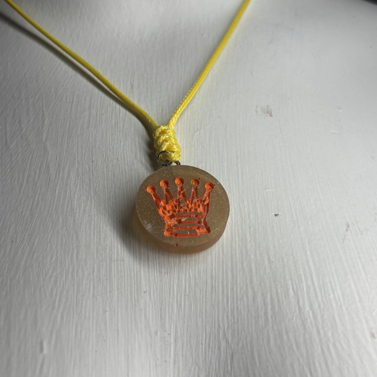 Cream Orange Queen - Handmade Resin Chess Necklace