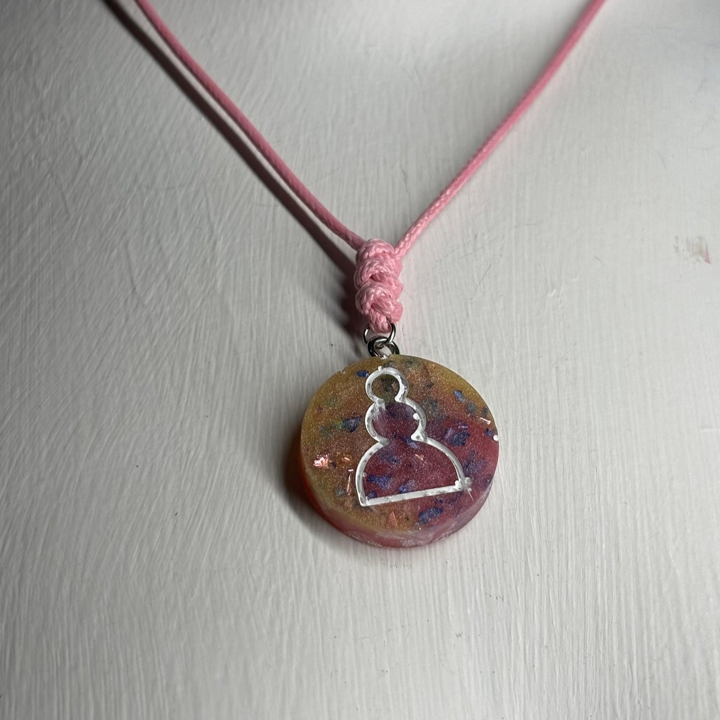Vintage Pink Pawn - Handmade Resin Chess Necklace