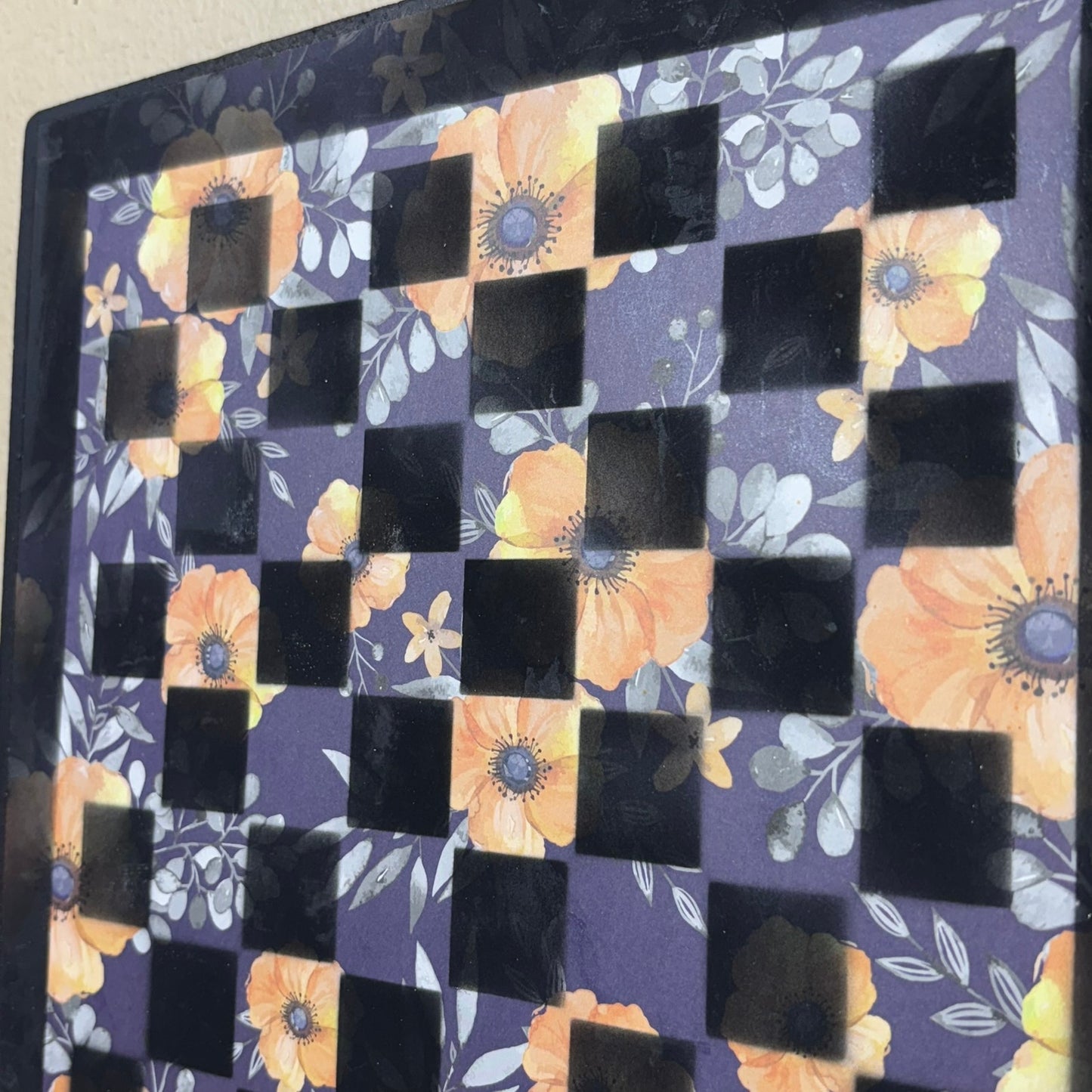 Vintage Blossom Flowers - Scrapbook Chess Board