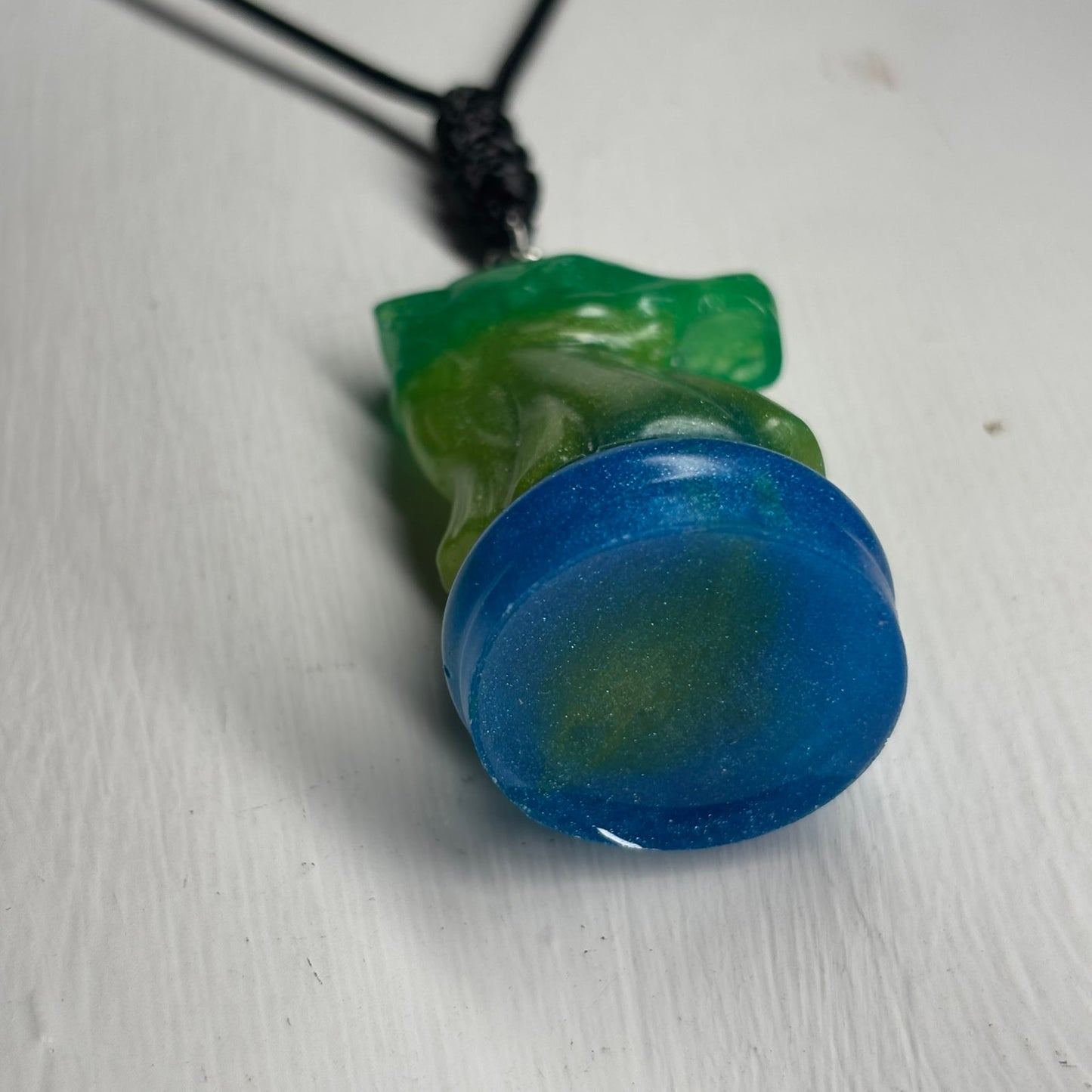 Green & Blue Knight - Handmade Resin Chess Necklace