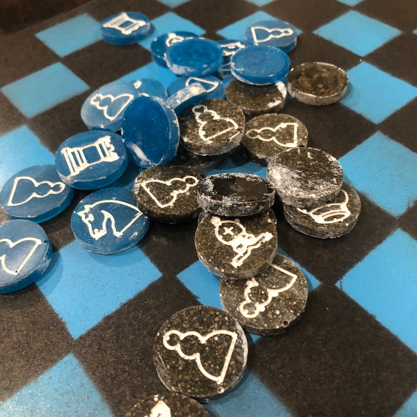 Black & Blue - Painted Chess Set