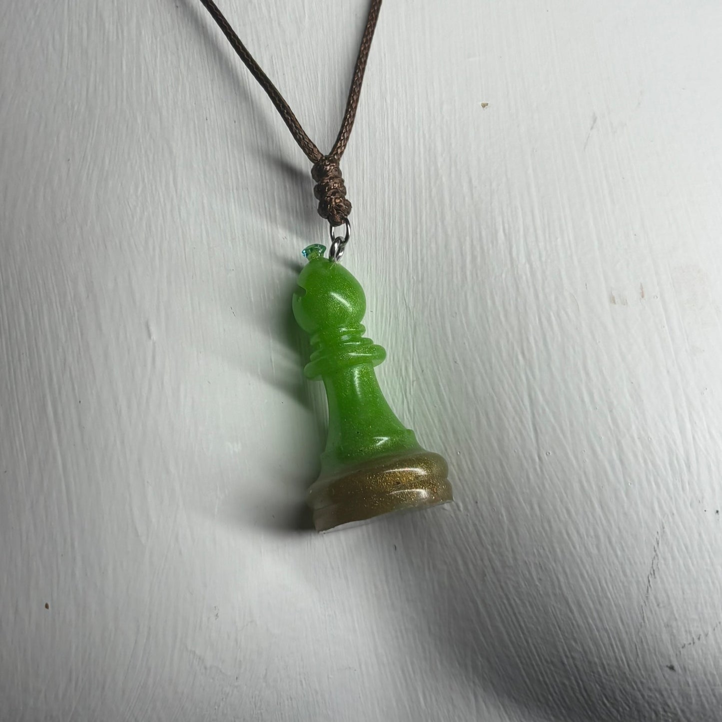 Green Bishop - Handmade Resin Chess Necklace