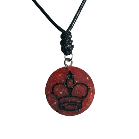 Crystal Red King - Handmade Resin Chess Necklace