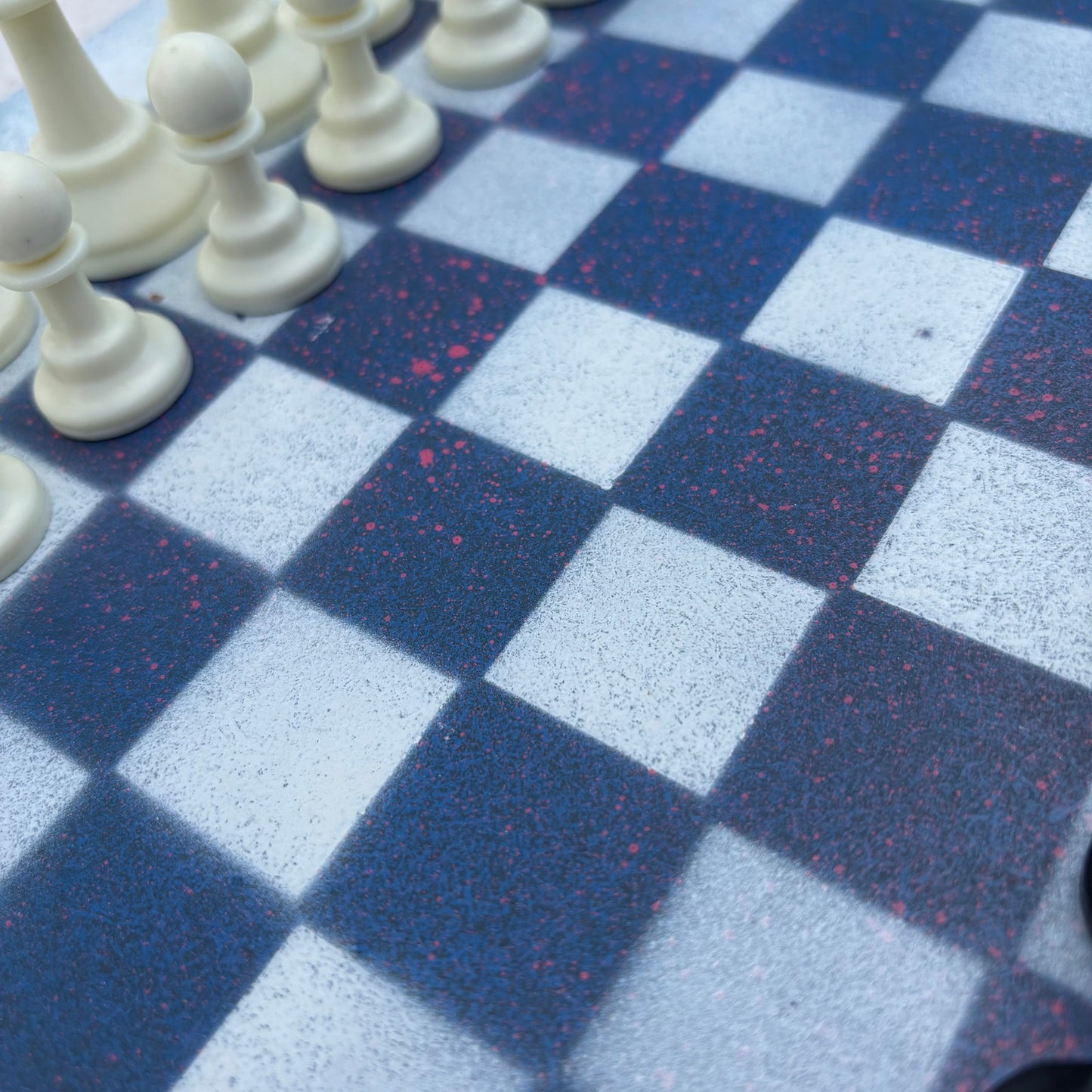 Blue & White - Painted Chess Set