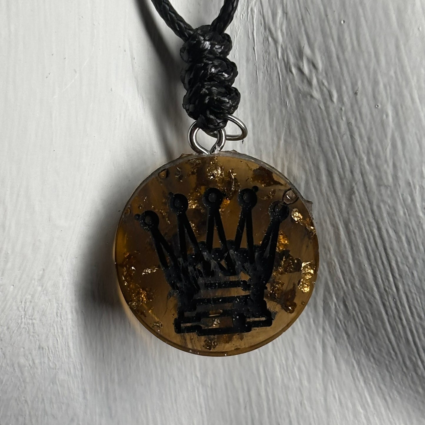 Amber Dark Queen - Handmade Resin Chess Necklace