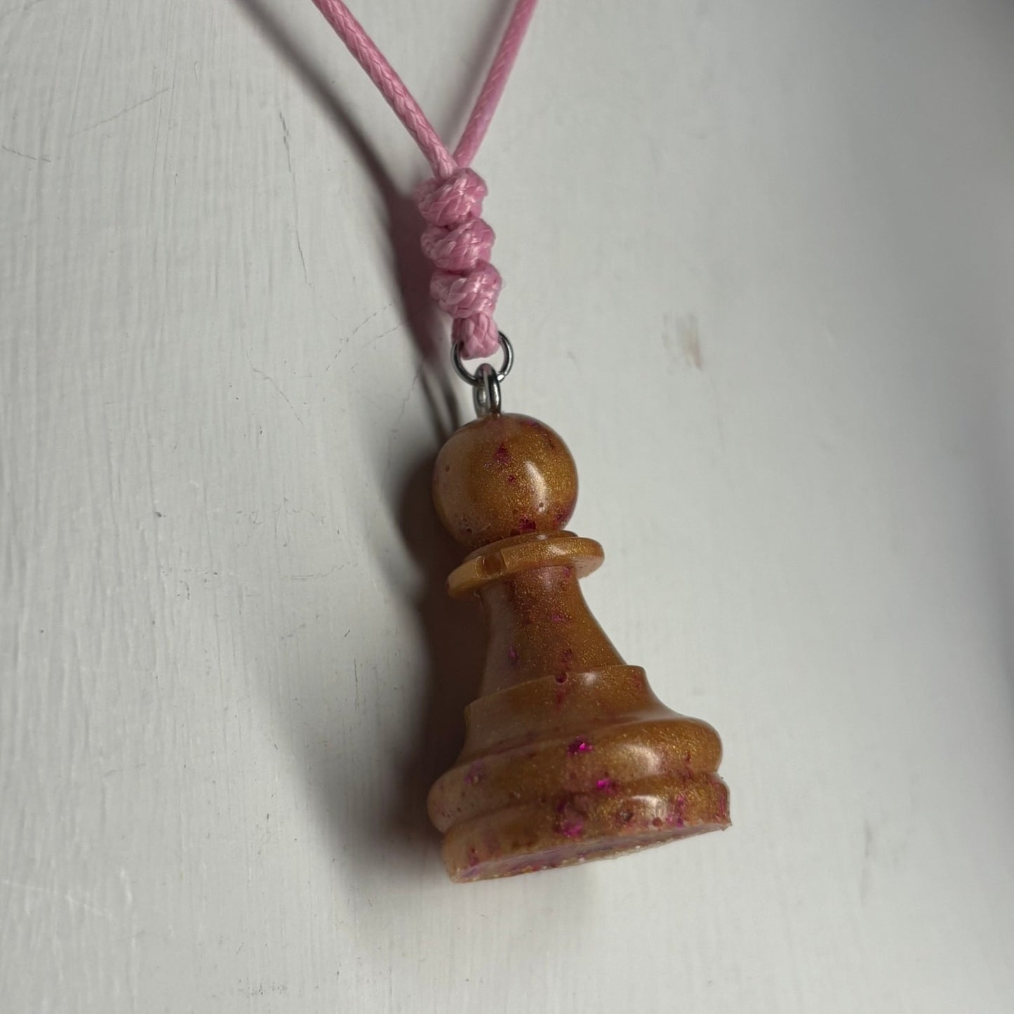 Pink Royal Pawn - Handmade Resin Chess Necklace
