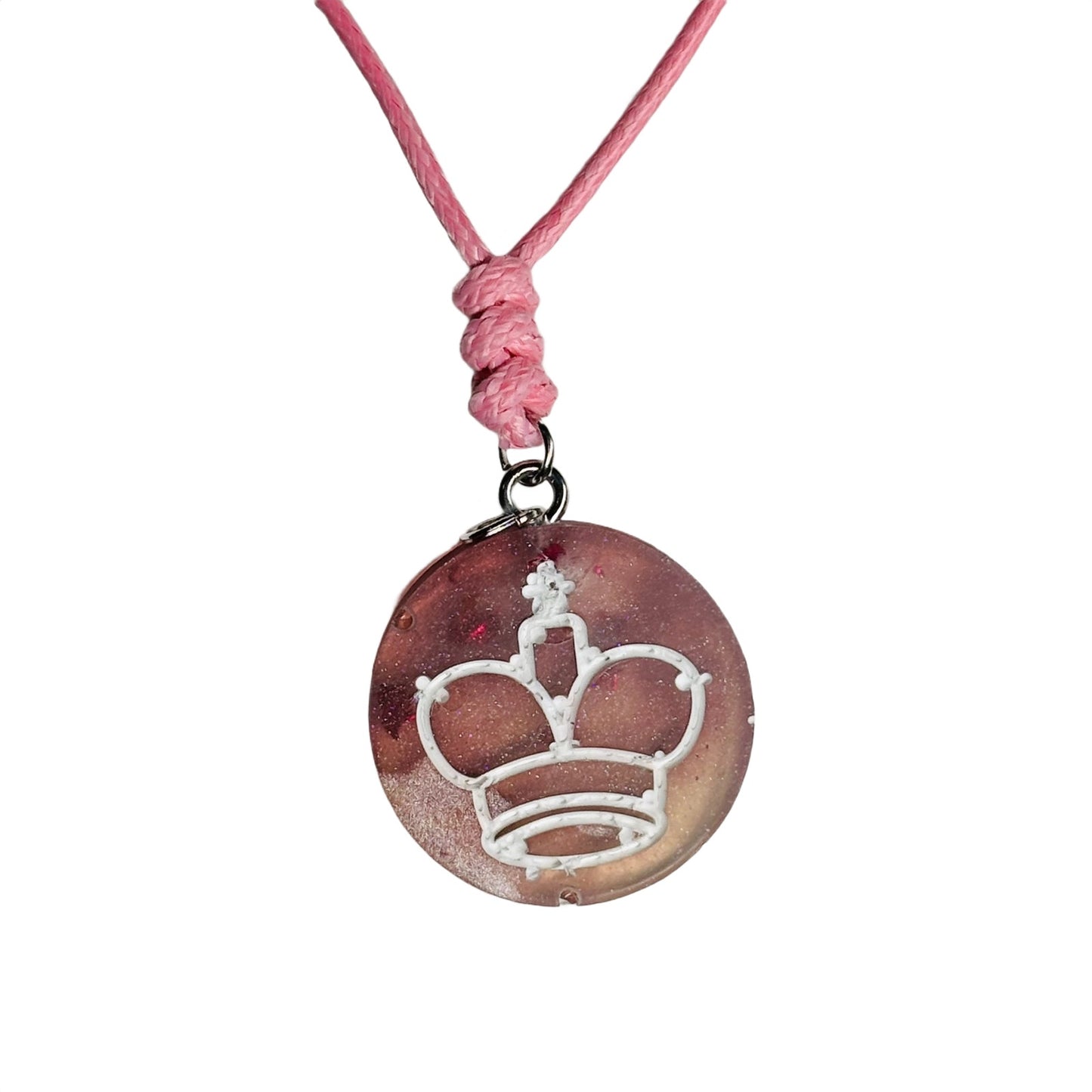Pink Coffee King - Handmade Resin Chess Necklace