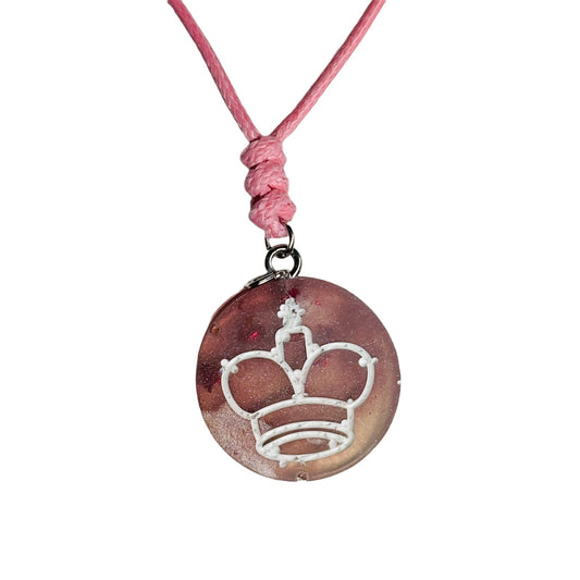Pink Coffee King - Handmade Resin Chess Necklace