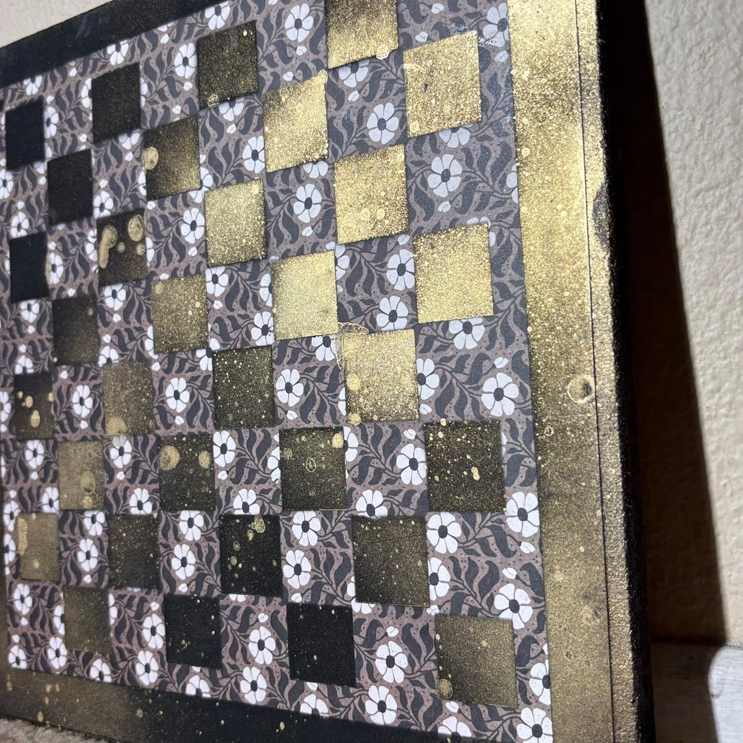 Gold Mist Black Flowers - Scrapbook Chess Board