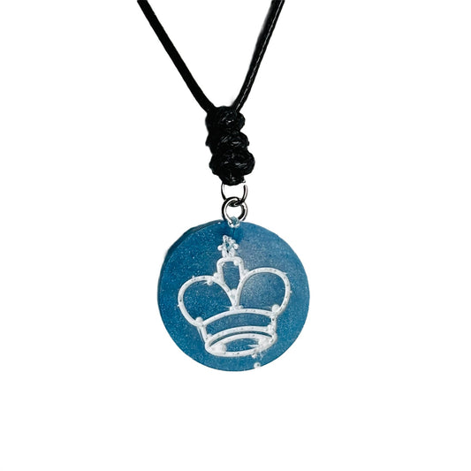 Blue King - Handmade Resin Chess Necklace