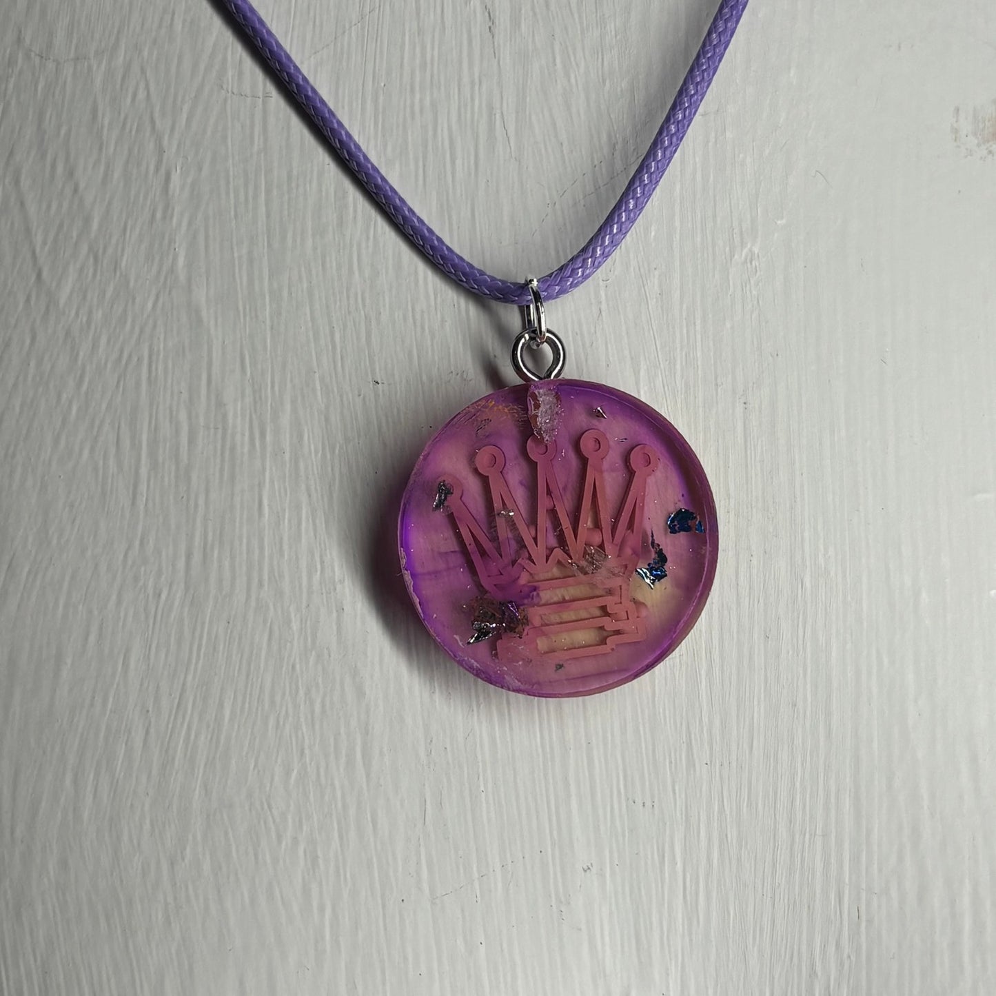 Purple Translucent Queen - Handmade Resin Chess Necklace