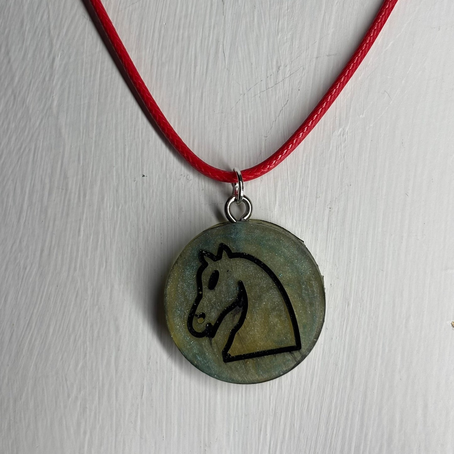 Swamp Green Knight - Handmade Resin Chess Necklace