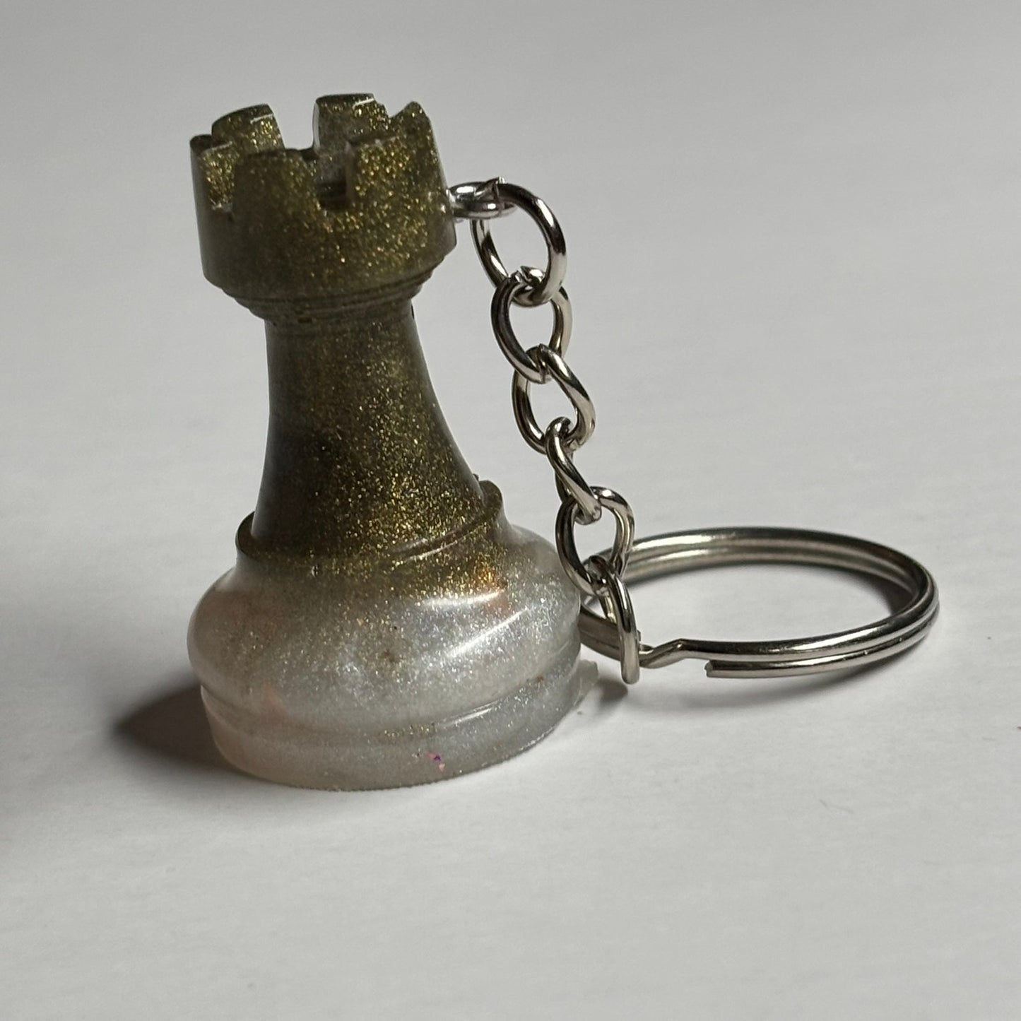 Navy Green Rook - Handmade Resin Keychain