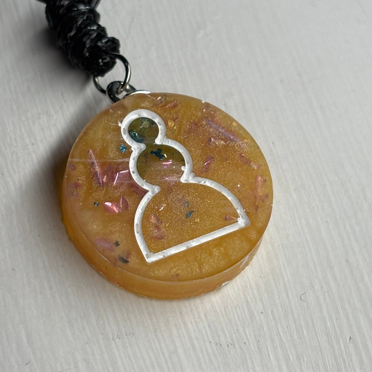 Yellow Crystal Pawn - Handmade Resin Chess Necklace