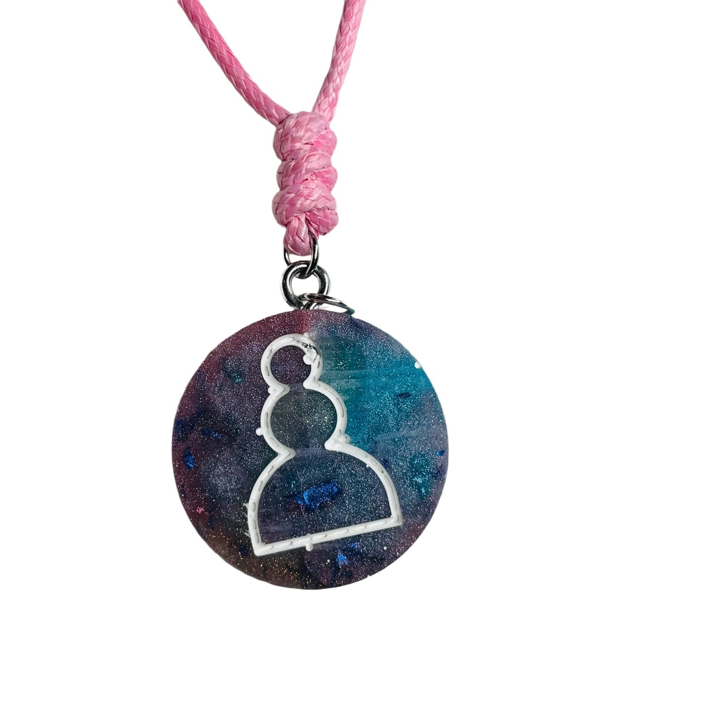 Cotton Candy Blue/Pink Pawn - Handmade Resin Chess Necklace