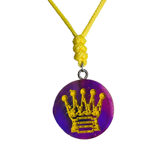 Purple Translucent Queen - Handmade Resin Chess Necklace