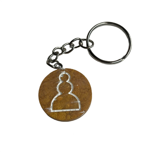 Cream Gold Pawn - Handmade Resin Keychain - Flat Edition