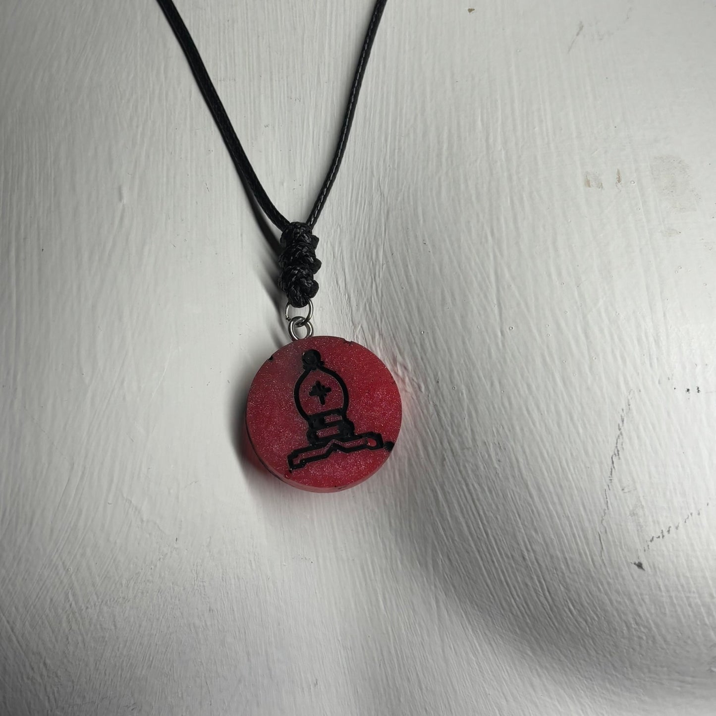 Rich Red Bishop - Handmade Resin Chess Necklace