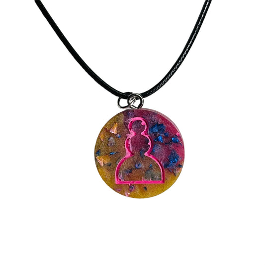 Crystal Pink Pawn - Handmade Resin Chess Necklace
