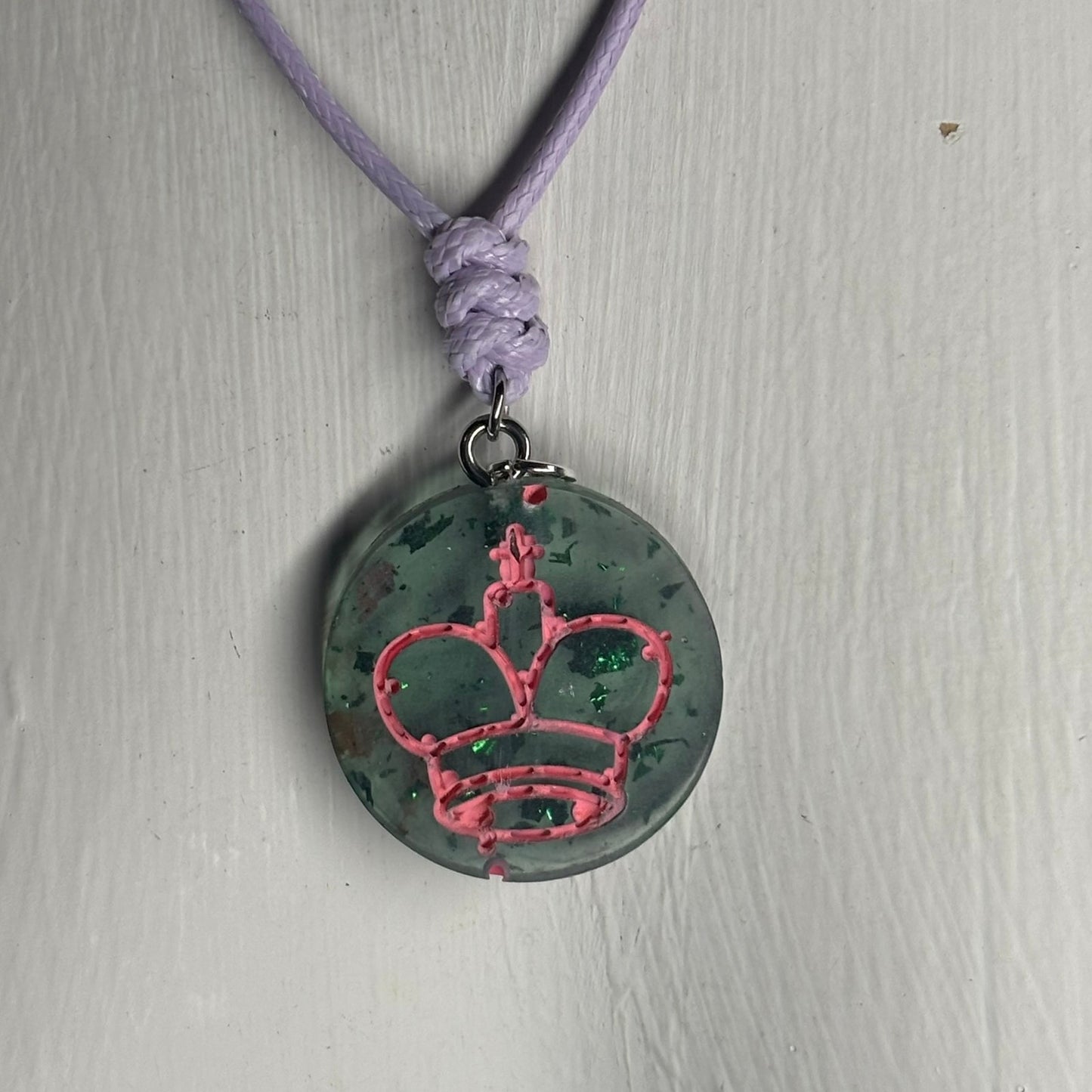 Pink King - Handmade Resin Chess Necklace