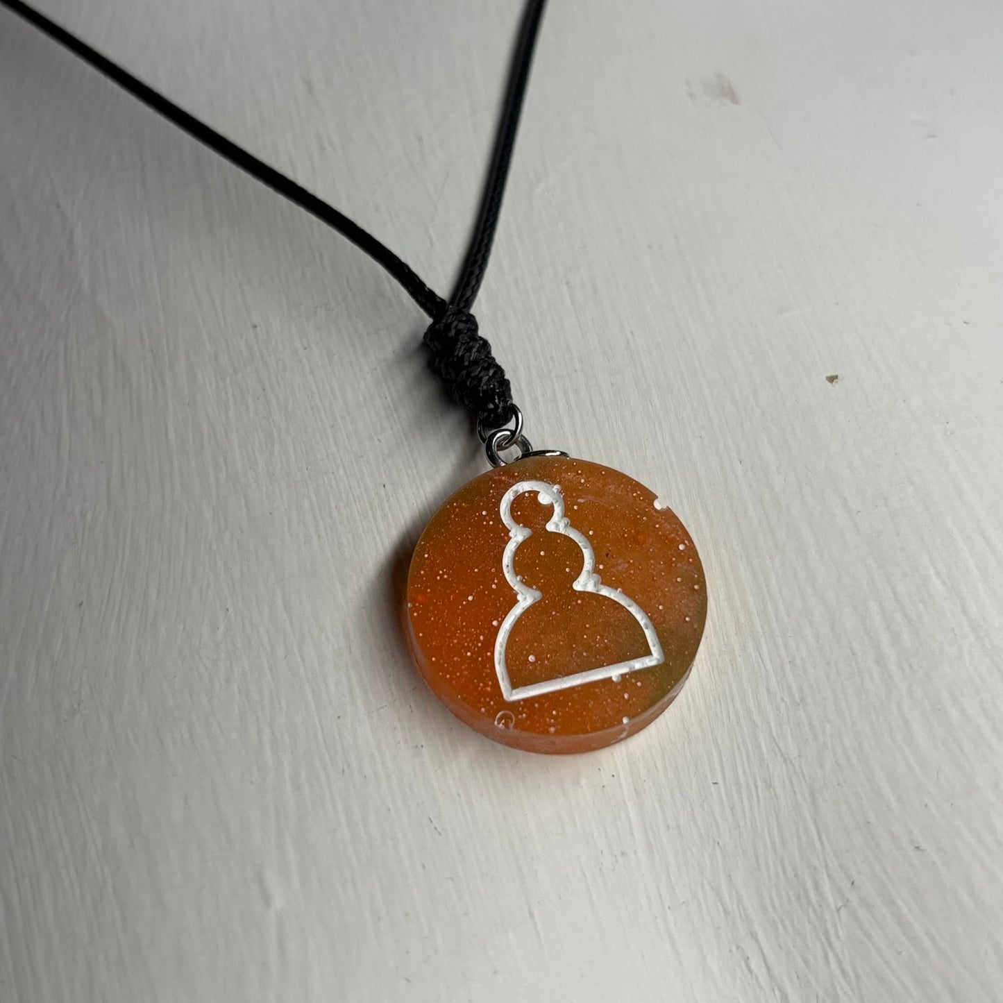 Orange Pawn - Handmade Resin Chess Necklace
