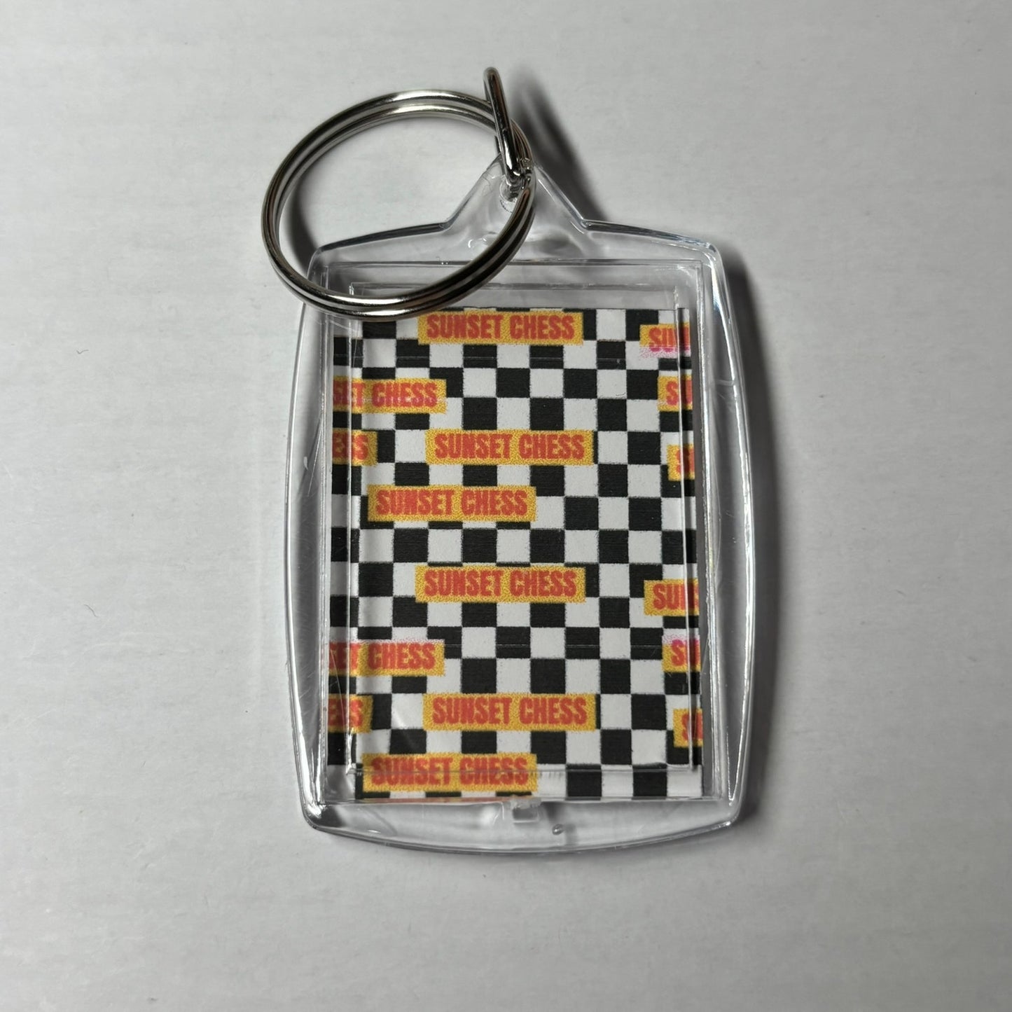 Anime Girl Ponders - Sunset Chess Photo Keychain