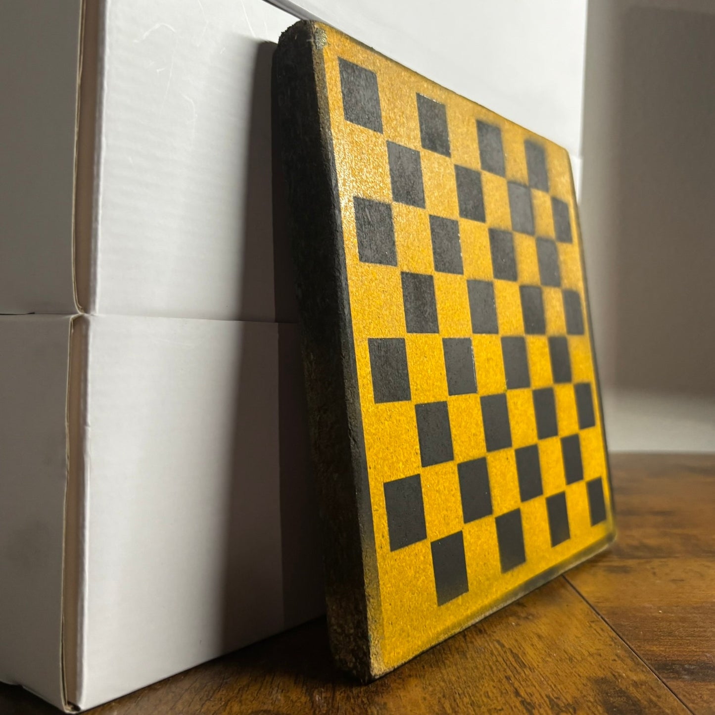 Yellow & Black - Painted Double Sided Chess Board