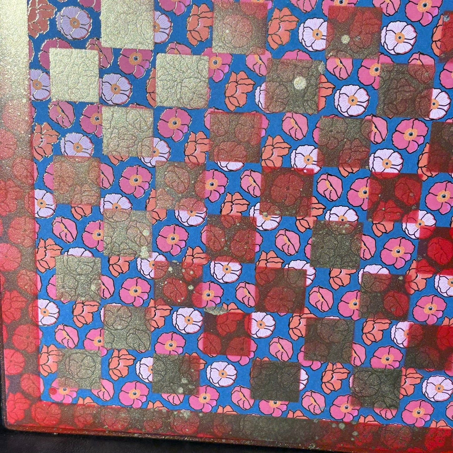Golden Flowers - Scrapbook Chess Board