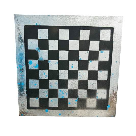 Chrome Black & Blue - Painted Chess Board