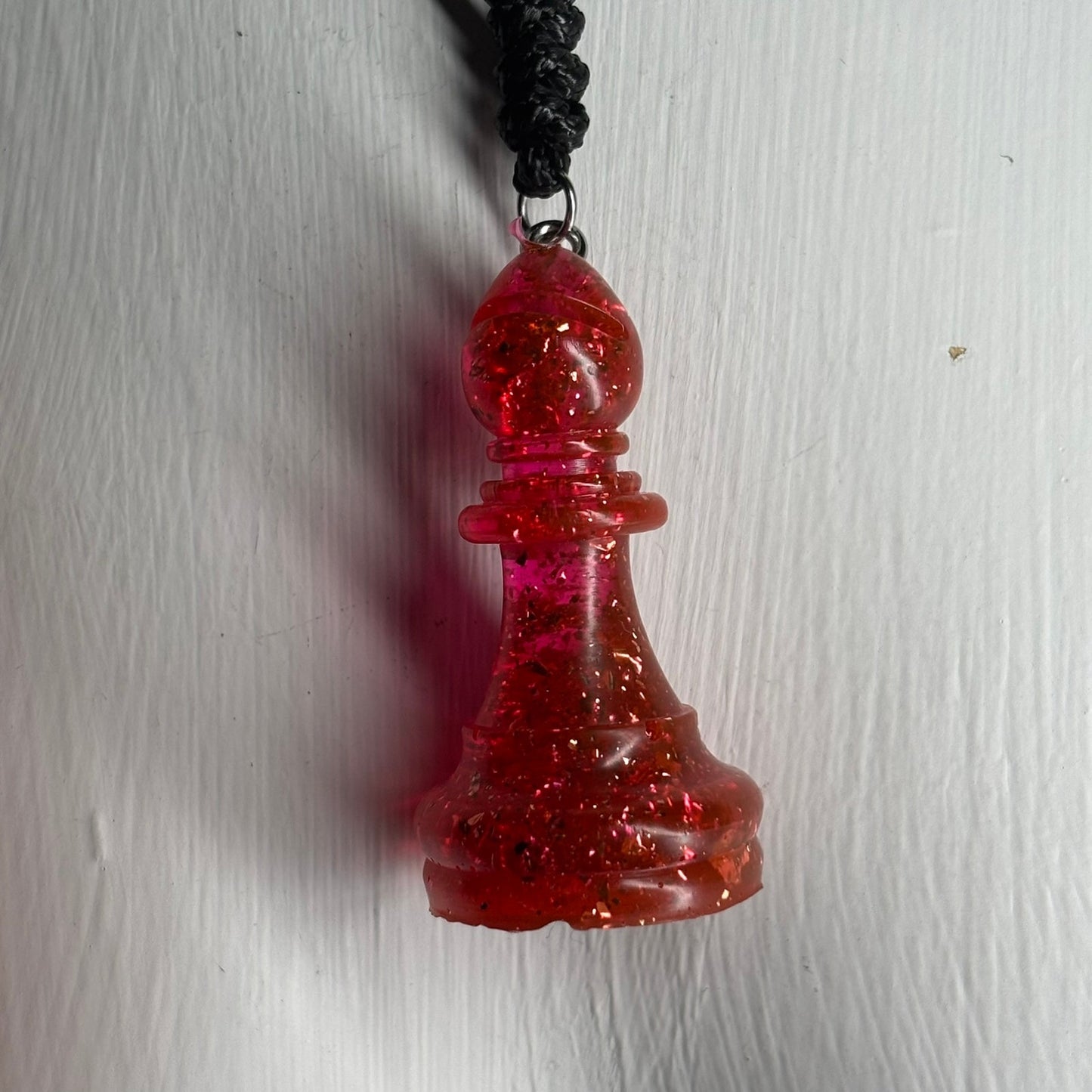 Crystal Red Bishop - Handmade Resin Chess Necklace
