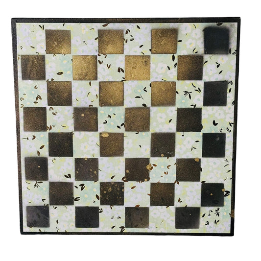 Mint Green Flower - Scrapbook Chess Board