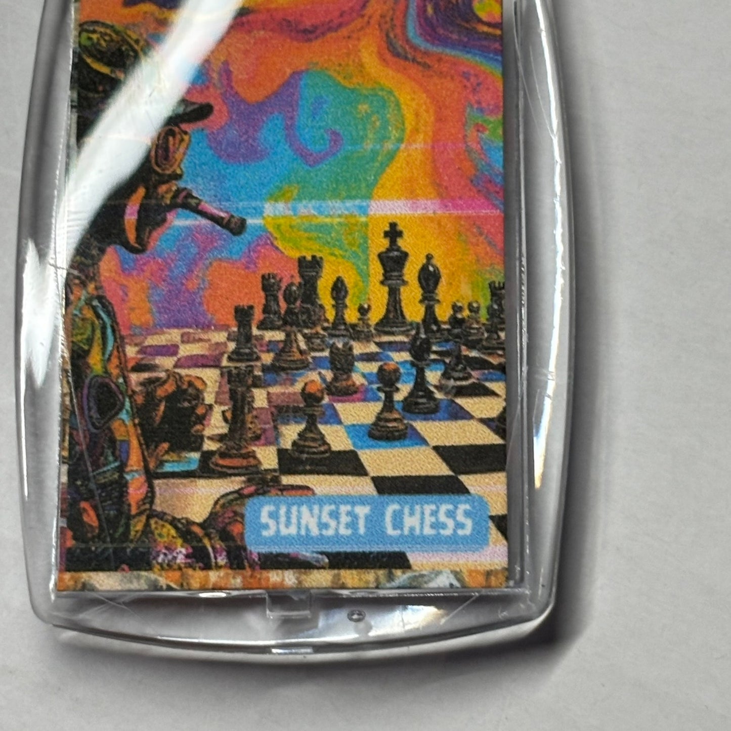 Swirly Rainbow - Chess  Photo Keychain