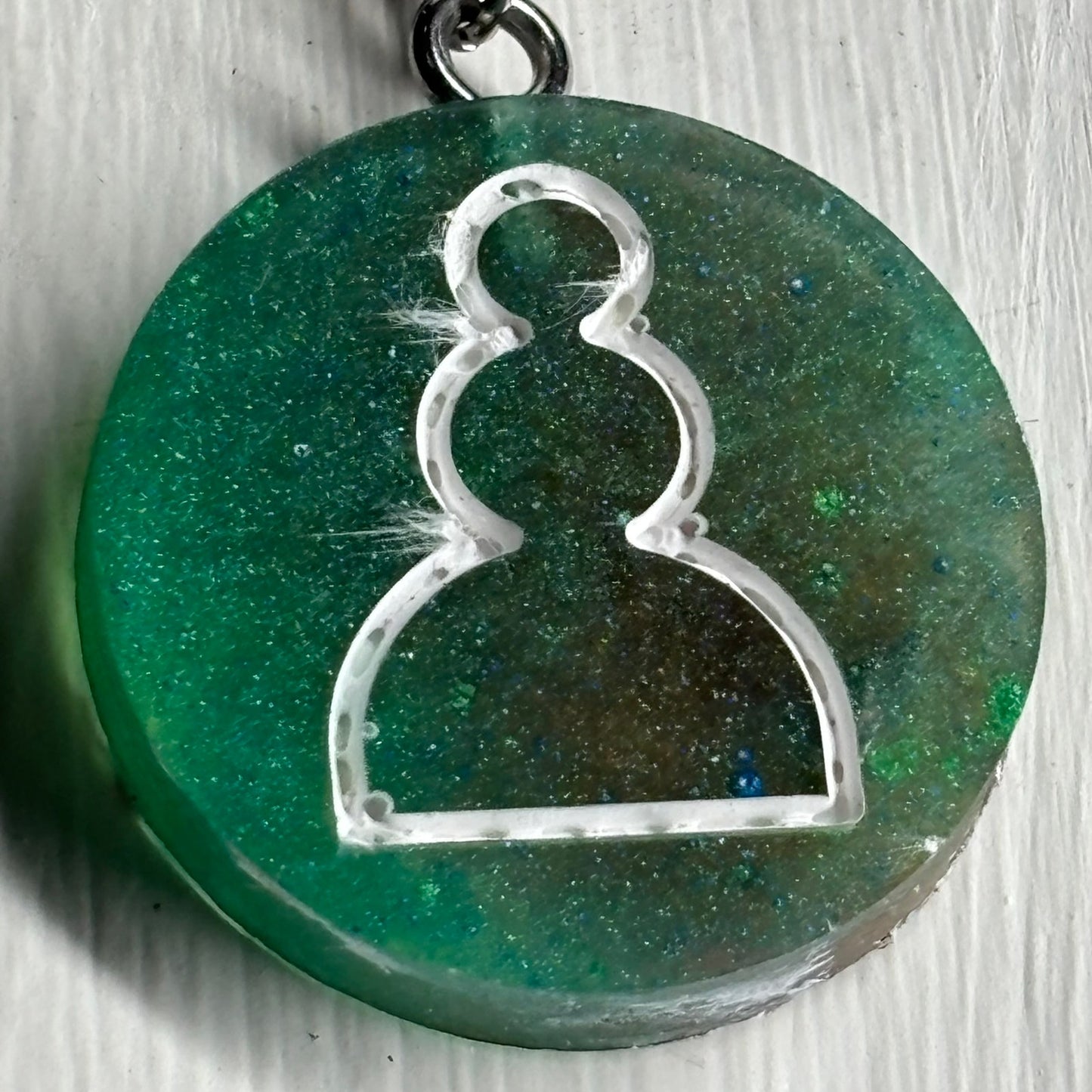 Forest Green Pawn - Handmade Resin Chess Necklace