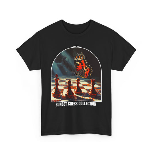 Red Butterfly - Black Chess T Shirt