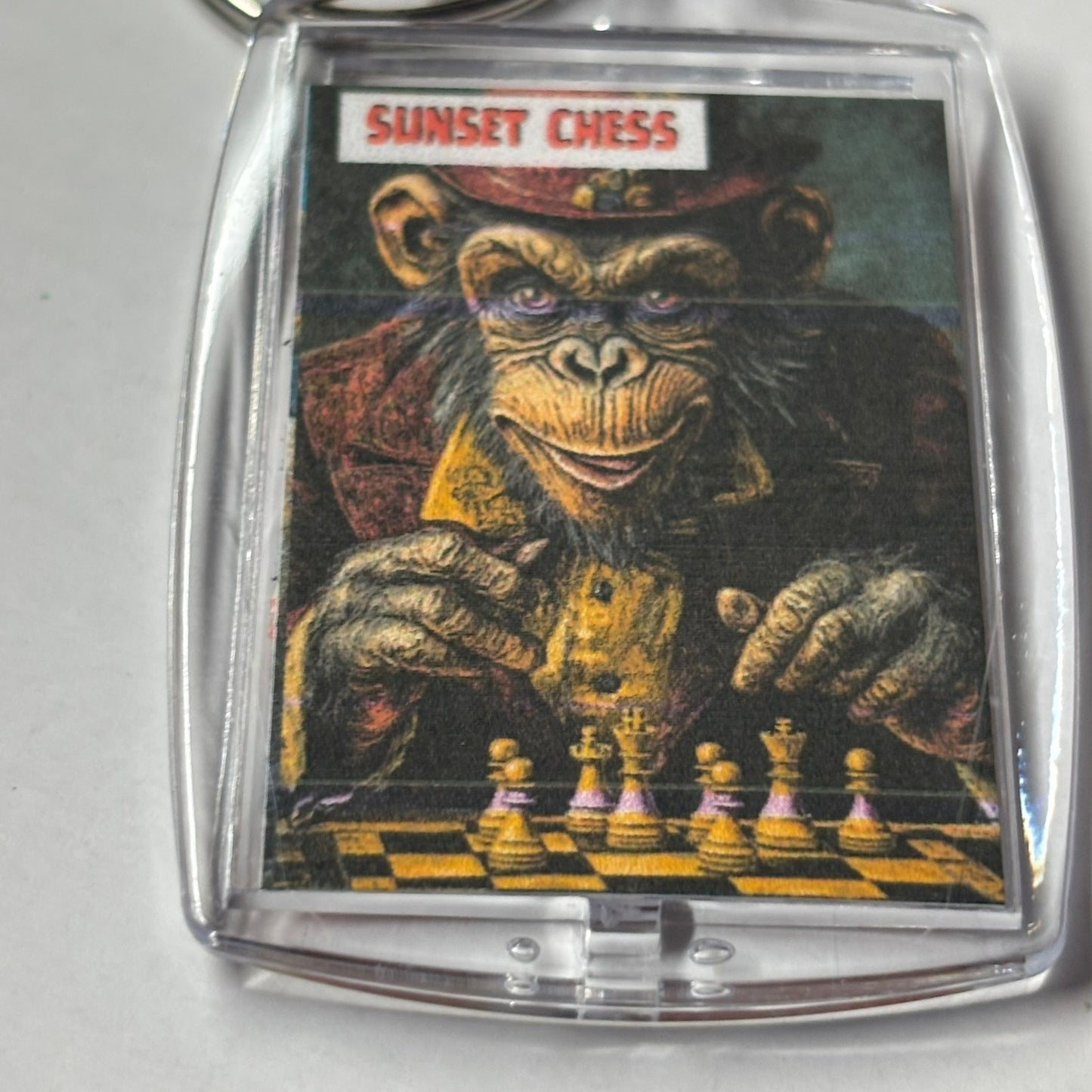 Suspicious Monkey - Chess  Photo Keychain