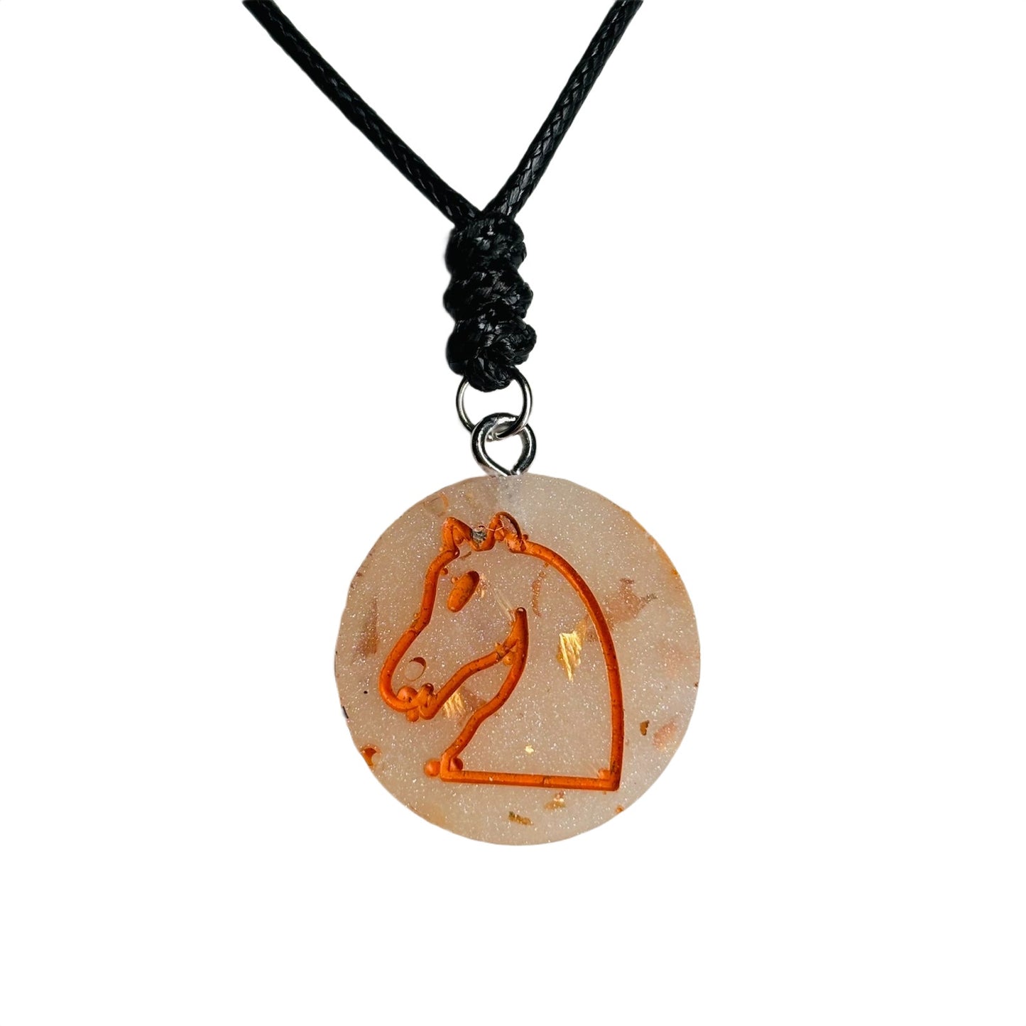 Crystal Orange Knight - Handmade Resin Chess Necklace
