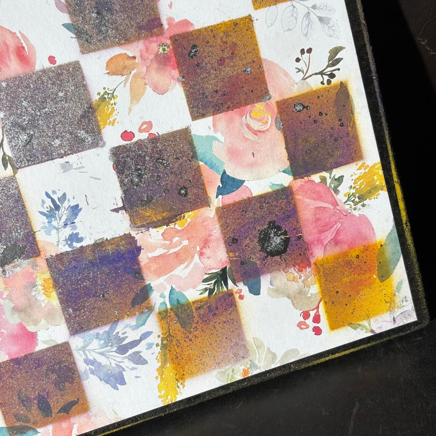 Yellow & Purple Flowers - Scrapbook Chess Board