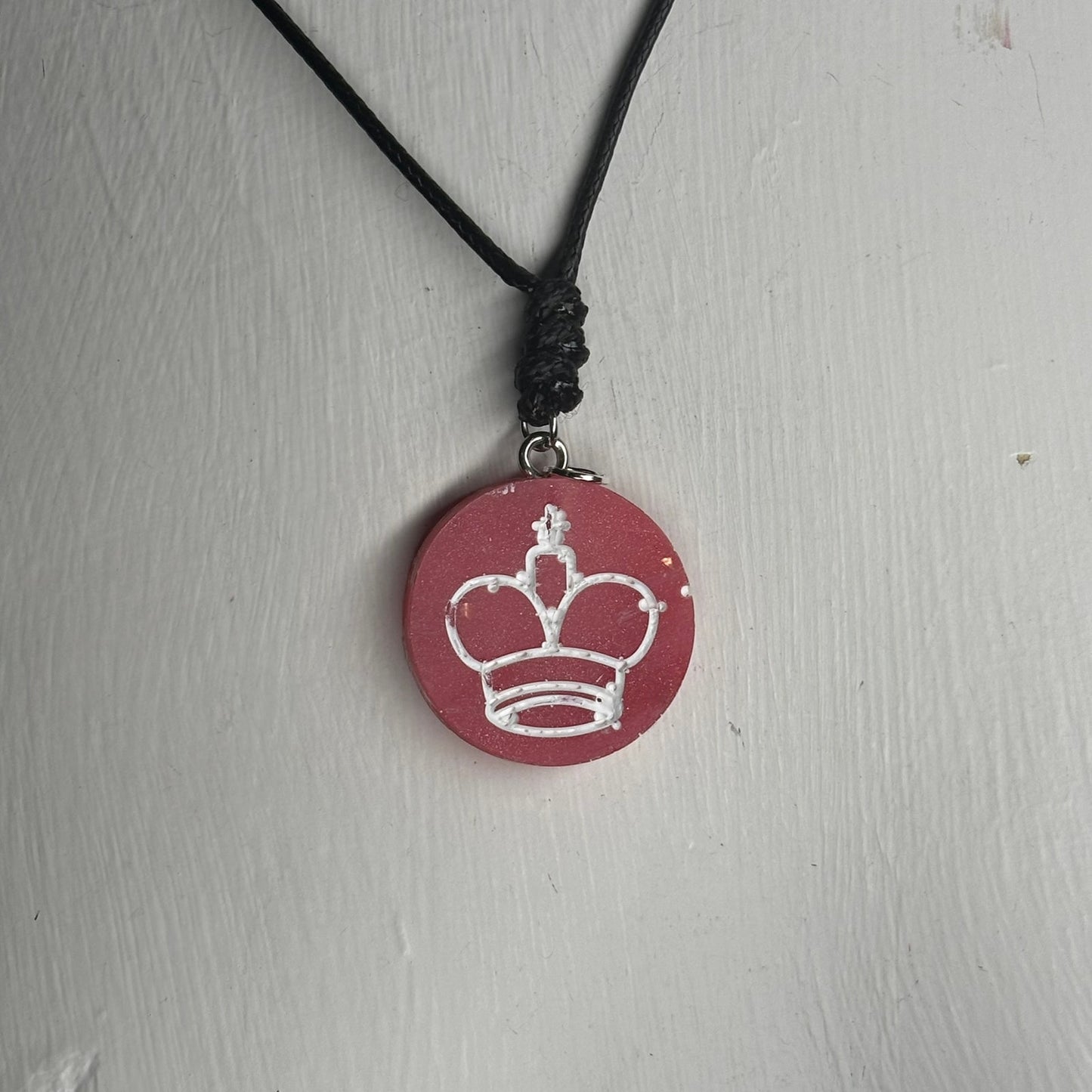 Red/Pink King - Handmade Resin Chess Necklace