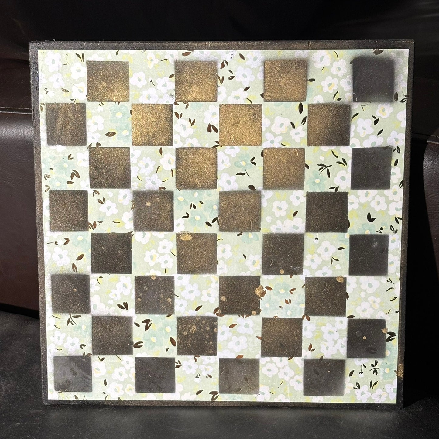 Mint Green Flower - Scrapbook Chess Board