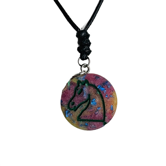 Purple Crystal Knight - Handmade Resin Chess Necklace