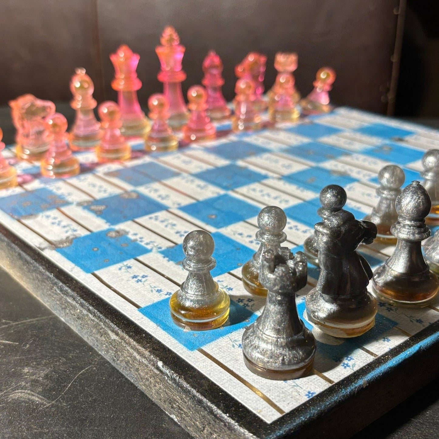 Simple Blue - Scrapbook Chess Set