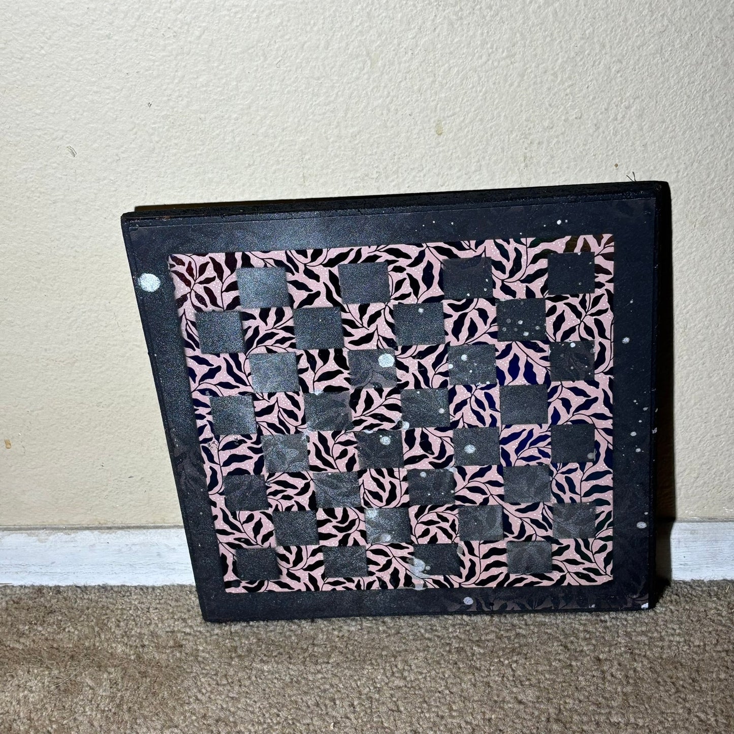 Peach Black Flowers - Scrapbook Chess Board