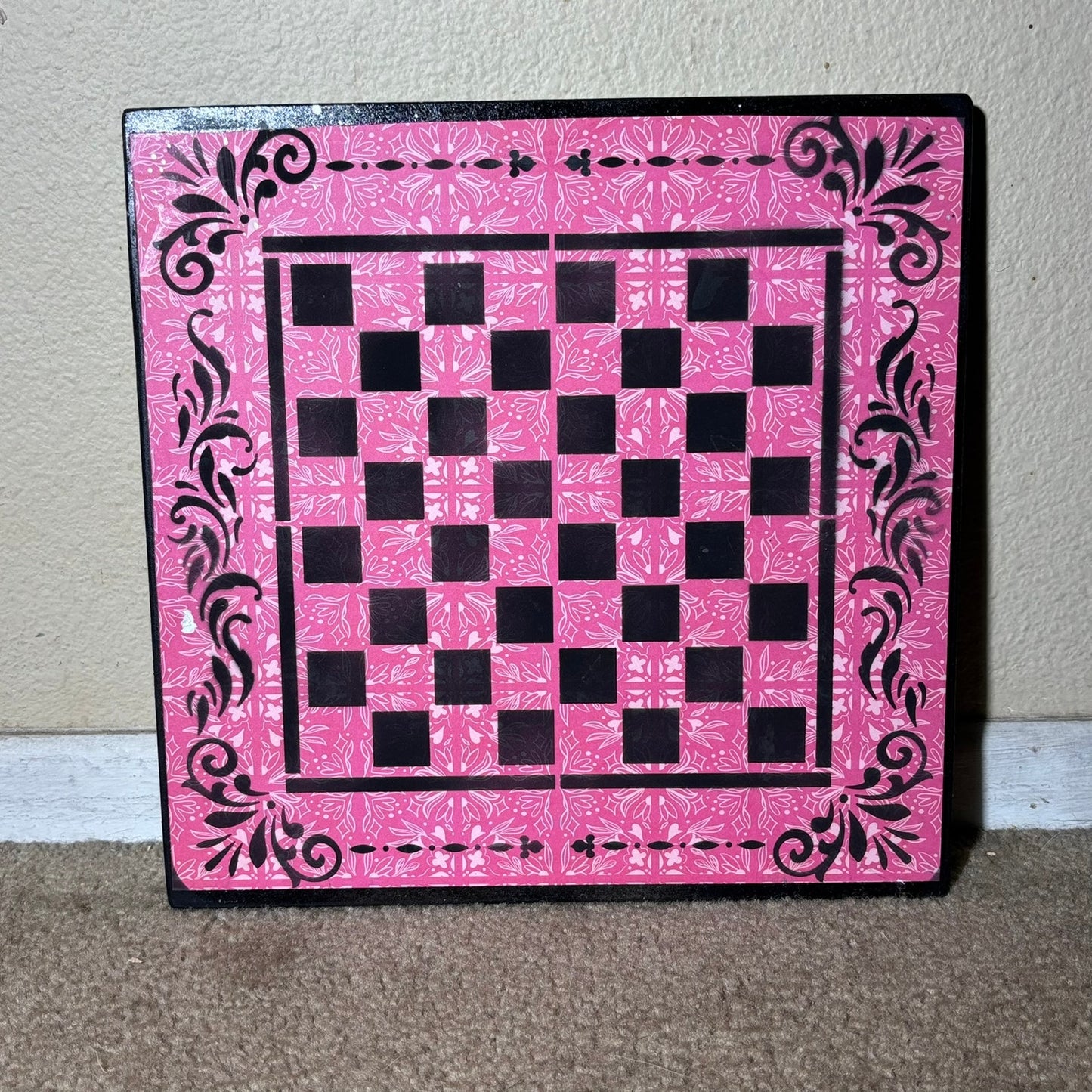 Pink & Black - Scrapbook Chess Board