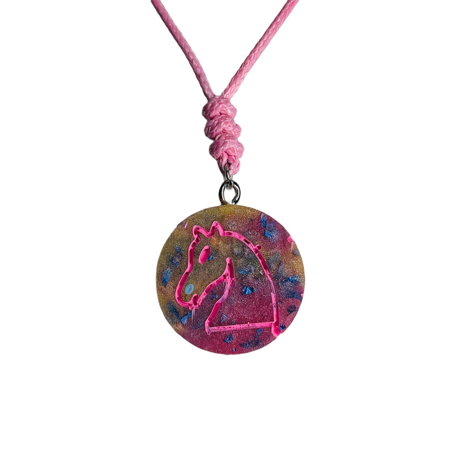 Royal Pink Knight - Handmade Resin Chess Necklace