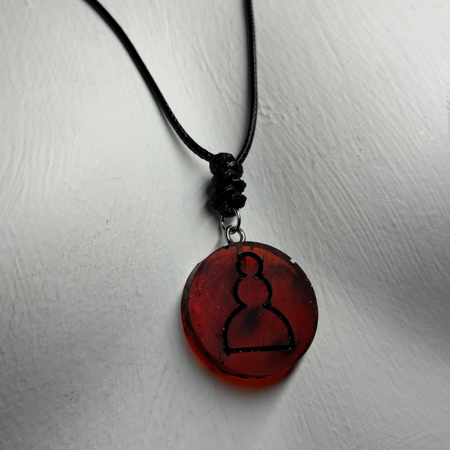 Dark Red Pawn - Handmade Resin Chess Necklace