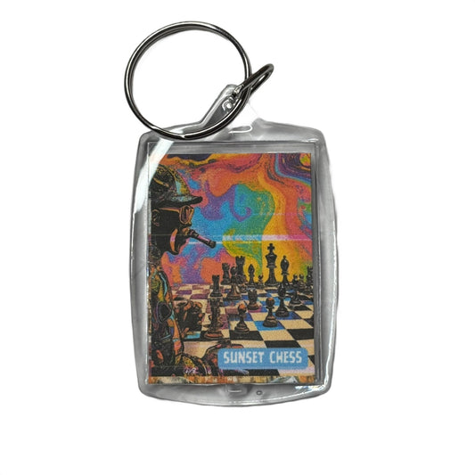 Swirly Rainbow - Chess  Photo Keychain
